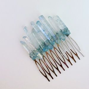 Light Blue Rainbow Aura Haircomb